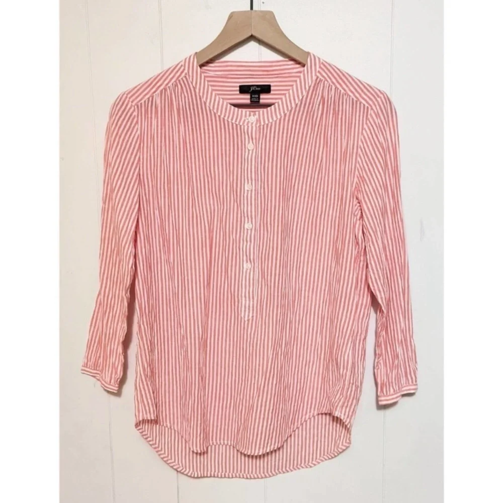 J. CREW Striped Mandarin Collar Popover